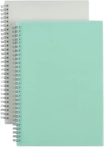 Paquete de 2 diarios de puntos en espiral B5 con papel grueso de 4.23 oz/m², cuaderno espiral de cuadrícula de puntos con tapa dura de plástico y