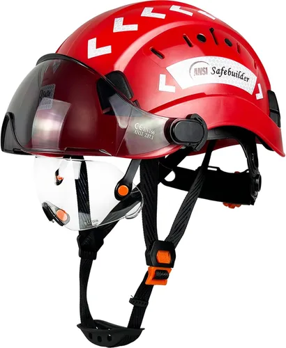 SAFEBUILDER Casco de seguridad de construcción con visera incorporada Casco duro ABS con visera Ventilación ajustable Casco de trabajo Protección