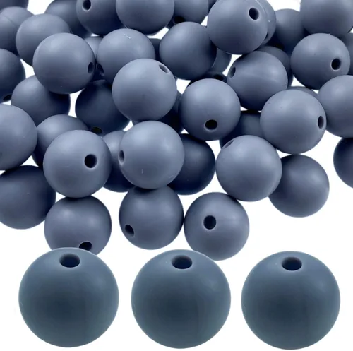 Miniatura 18 de Cuentas de silicona, 70 cuentas redondas de silicona de 0.472 pulgadas para hacer llaveros, pulseras, collares, aretes, joyas, manualidades (azul)