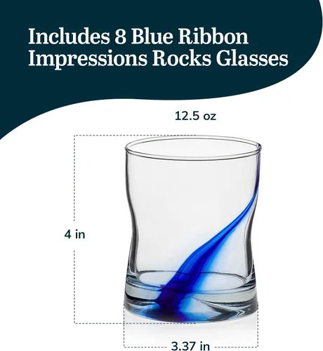Miniatura 3 de Libbey Ascent Black Ribbon Rocks Vasos, 13 onzas, juego de 8