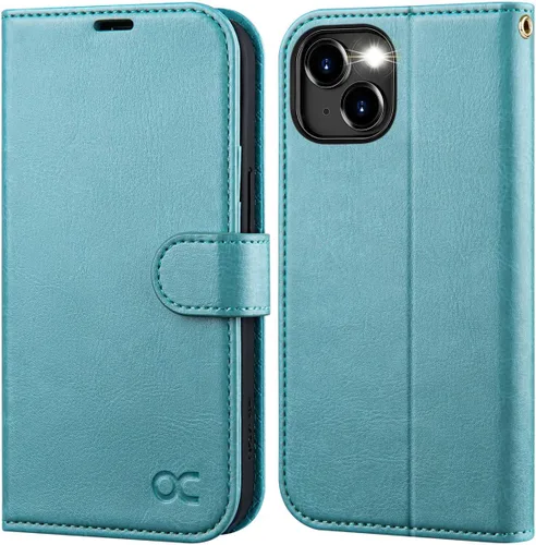 Miniatura 19 de OCASE Funda Cartera Compatible con iPhone 15, Funda Tipo Folio de Cuero PU con Tapa con Portarjetas y Bloqueo RFID Función Atril