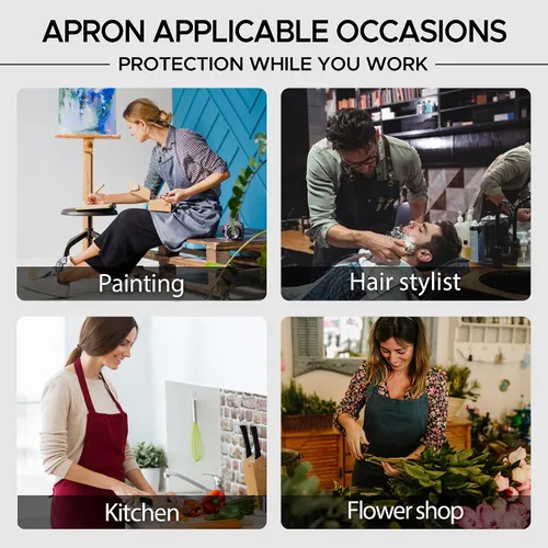 Miniatura 7 de Delantal de Chef de Mezclilla para Mujeres con Bolsillos, Delantal de Cocina de Camarera de Jean para Hombres para Cocinar Jardinería Pintura