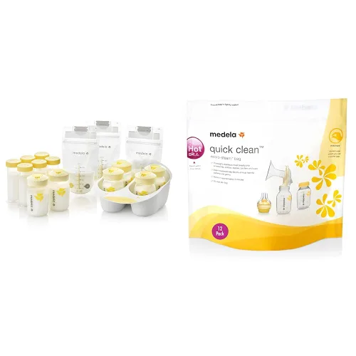 Medela Juego de soluciones de almacenamiento de leche materna, suministros y recipientes de lactancia materna, organizador de leche materna y bolsas
