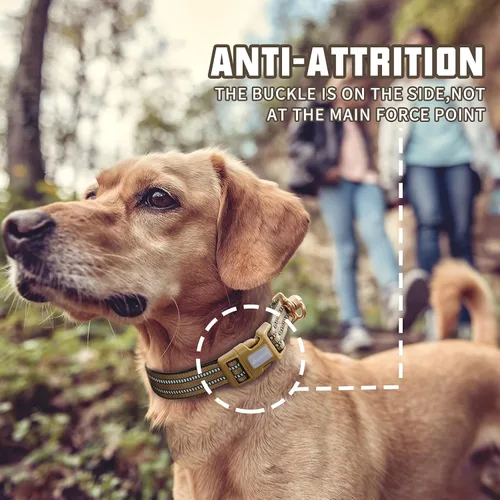 Miniatura 5 de Collar de perro Auroth para perros medianos y grandes, collar de perro reflectante, collares de perro de nylon suave ajustables con resistente army