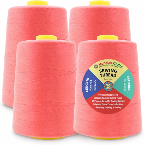 Miniatura 27 de Mandala Crafts 4 Pack of Serger Threads Cones Spools - 20S/2 24000 Yards Polyester Baby Blue Threads for Sergers Machine and Overlock Quilting