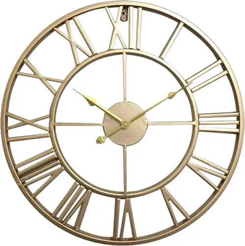Miniatura 11 de Reloj de pared grande de 20 pulgadas para decoración del hogar para sala de estar, relojes de arte de hierro sin tictac, números romanos, metal Negro