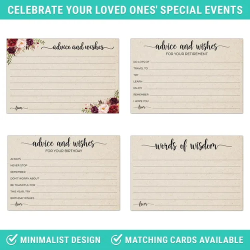 Miniatura 5 de 321Done Tarjetas de consejos y deseos (50 tarjetas) de 4 x 6 pulgadas en blanco para bodas, novias, señores y señores, jubilación, baby shower
