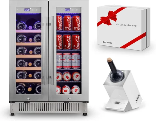 Miniatura 10 de Cobalance Refrigerador de vino y bebidas de doble zona de 24 pulgadas, enfriador de 72 latas y 20 botellas y enfriador de vino de una sola botella