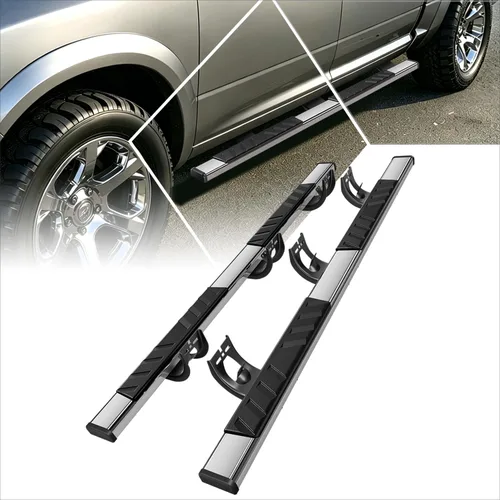 [Par] Estribos de acero inoxidable cromado de 5 pulgadas, escalones laterales, barras Nerf compatibles con Dodge Ram Crew Cab 09-24 de 4 puertas