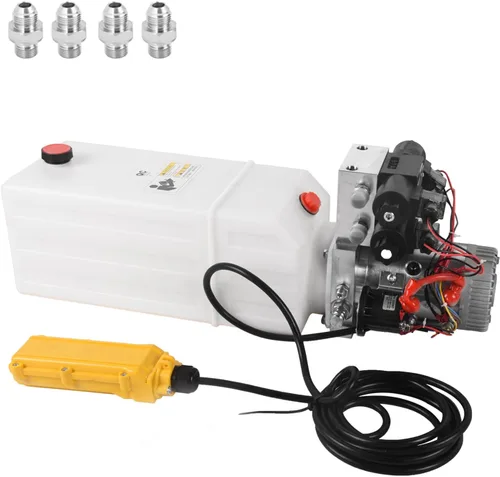 Miniatura 14 de Bomba hidráulica de 8 cuartos de galón 12V DC Unidad de potencia hidráulica de doble efecto con depósito de metal Bomba de energía hidráulica