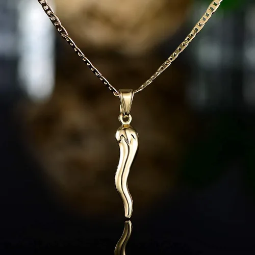 Miniatura 6 de Barzel 18K Gold Plated Flat Marina Chain With Italian Horn Necklace Cornicello - Made In Brazil