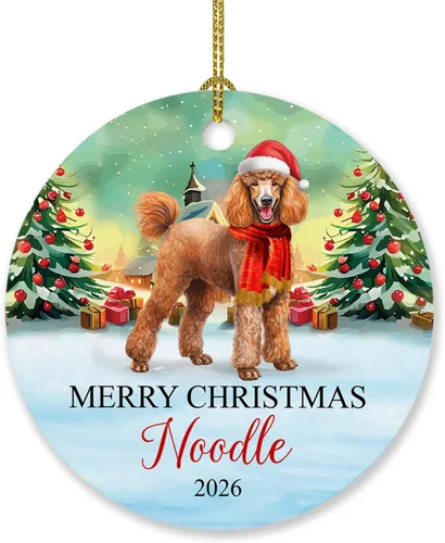 Miniatura 14 de Adorno personalizado de caniche negro, regalo para perro, mamá, perro, papá, adorno de Navidad único de perro caniche negro 2025, adorno de caniche