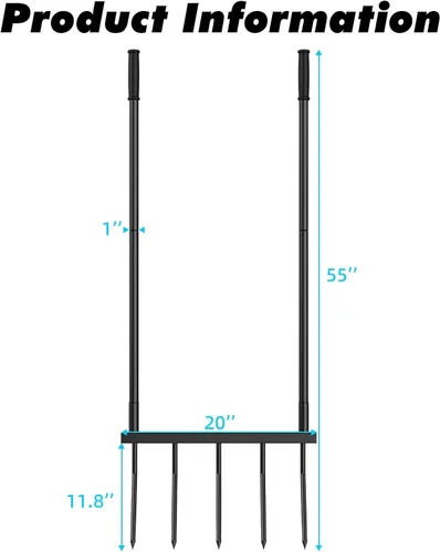 Miniatura 2 de Broadfork - Herramienta de jardín resistente, tenedor de 5 dientes anchos para jardinería, tenedor de jardín en forma de U para aflojar el suelo