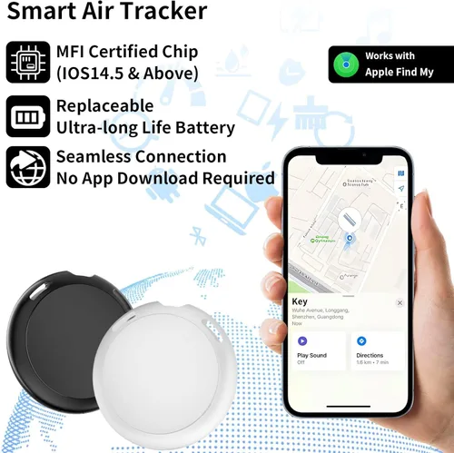 Miniatura 3 de Paquete de 2 rastreadores GPS para vehículos que funcionan con Find My (solo iOS) Buscador de artículos de automóvil en tiempo real, cobertura