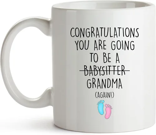 Miniatura 7 de YouNique Designs Taza de café Grandma Again, 11 onzas, taza de anuncio, You're Going to Be A Grandma Again, anuncio de embarazo para abuelos