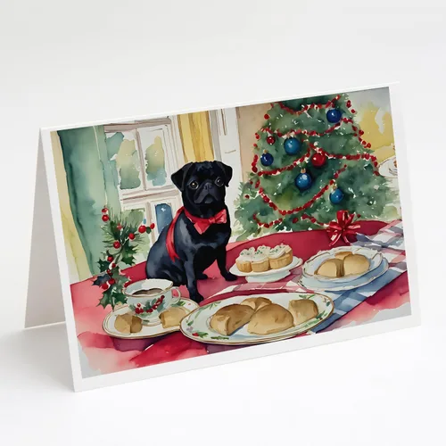 Miniatura 50 de Caroline's Treasures DAC3884GCA7P Paquete de 8 tarjetas en blanco de Navidad con galletas de husky siberiano Tarjetas de felicitación con sobres