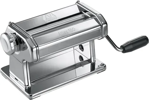 Miniatura 4 de MARCATO Hecha en Italia Atlasmotor 110V Máquina Eléctrica para Hacer Pasta, Acero Cromado. El Set Incluye Atlas 150, manivela manual, abrazadera