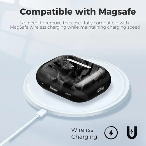 Miniatura 7 de MONOCARBON Funda de fibra de carbono forjada real para AirPods Pro 3, cubierta dura protectora delgada con cordón, compatible con MagSafe