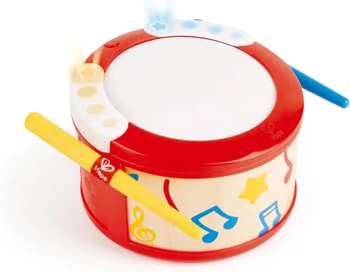 Hape Tambor electrónico para niños con luces y juego guiado | 2 modos de juego tambor sensorial instrumento musical juguetes para embalaje de regalo