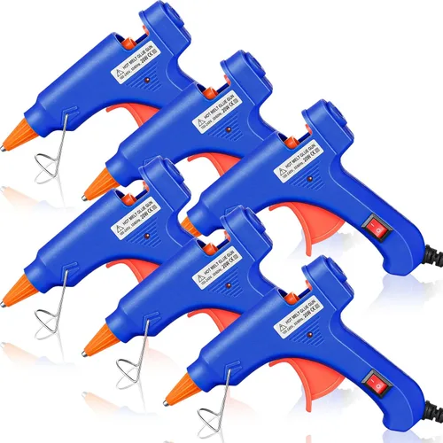 Miniatura 7 de Zhengmy 12 piezas mini pistolas de pegamento para manualidades, pistolas termofusibles, pegamento a baja temperatura con protección contra Azul