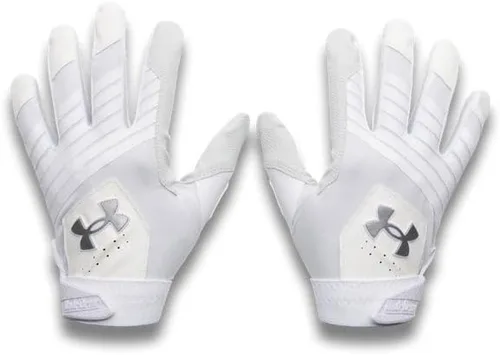 Miniatura 3 de Under Armour Guantes de béisbol Clean Up para hombre (100) blanco / plata metálica / plata metálica