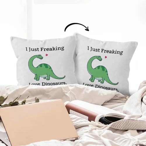 Miniatura 5 de HIWX Fundas de almohada de dinosaurio de 18 x 18 pulgadas de doble cara, regalos para amantes de los dinosaurios para niños, niñas, mujeres