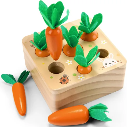 Wdmiya Juguetes Montessori para niños de 1 año, juguetes de madera de desarrollo con rompecabezas de clasificación y emparejamiento de formas, juego