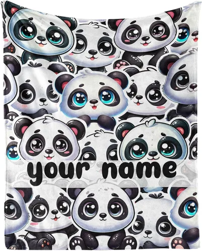 Miniatura 10 de Manta de panda – Mantas de franela suave para niñas, niños y mascotas, mantas cálidas de panda para todas las estaciones, sofá, regazo y silla, 40 x