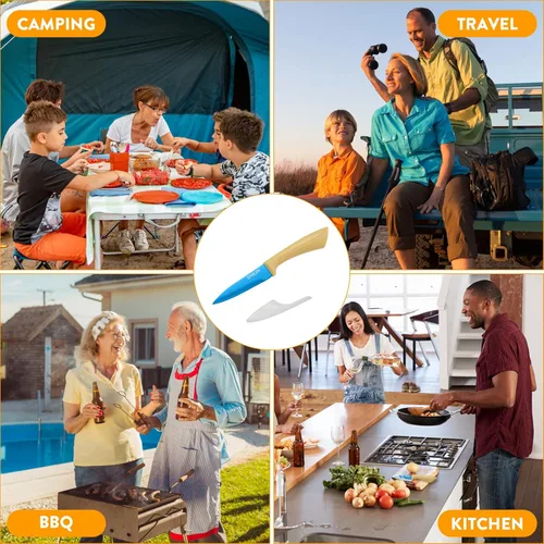 Miniatura 6 de Cuchillo de pelar azul profesional de alta nitidez, cuchillos de cocina con fundas, aporta color a la vida - Cuchillo de 8,9 cm de acero inoxidable