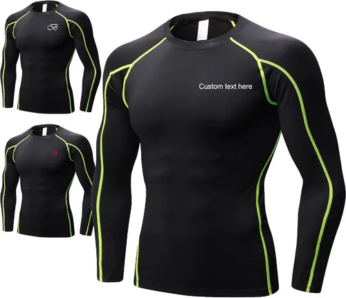 Camiseta deportiva personalizada de manga larga ajustada a granel para hombres, logotipo personalizado impreso para entrenamiento, correr, gimnasio,