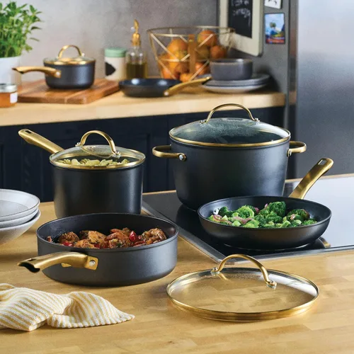 Miniatura 10 de Farberware - Juego de ollas y sartenes de cerámica antiadherente forjada para inducción con tapas y herramientas de cocina de cocina - Apto