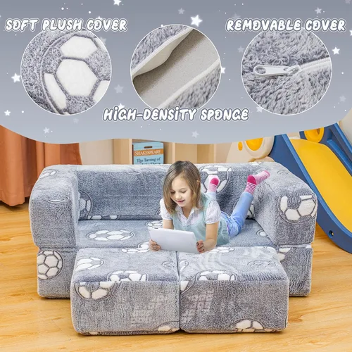 Miniatura 8 de furlinkhm Sofá para niños pequeños, que brilla en la oscuridad, sofá plegable para niños, sofá plegable para sala de juegos, espuma de juego