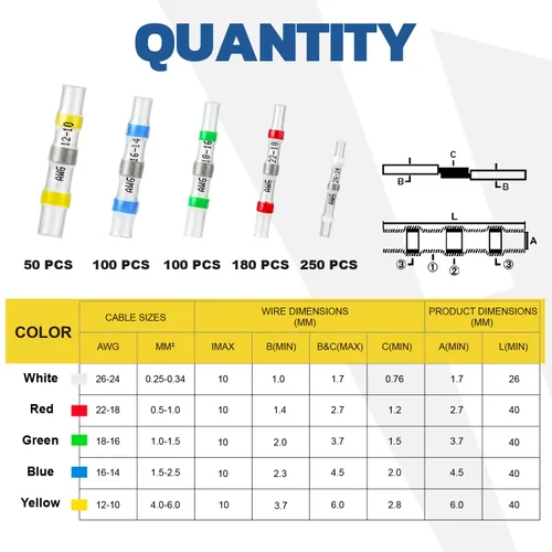 Miniatura 5 de haisstronica - Kit de 680 conectores de cable de soldadura termoencogible, terminales impermeables para embarcaciones, electricidad, electrónica