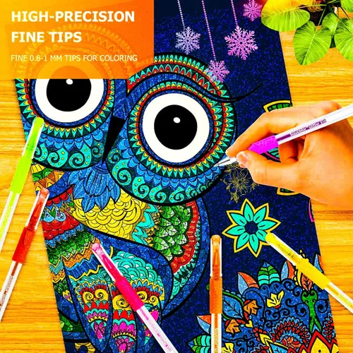 Miniatura 5 de Soucolor Bolígrafos de gel con purpurina para libros de colorear para adultos, suministros escolares de clase de arte, paquete de 120 unidades, 60