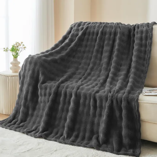 Miniatura 47 de NEWCOSPLAY Manta para Sofá Aqua Súper Suave de Franela Polar 3D Burbuja Ligera Manta de Cama para Uso en Todas las Estaciones (Aqua, Throw(50"x60"))