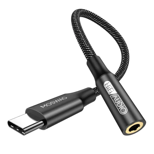 Miniatura 10 de MOSWAG Adaptador USB tipo C a conector de auriculares hembra de 0.138 in, USB C a Aux hembra de audio Dongle, cable compatible con iPhone 16 Pro 15