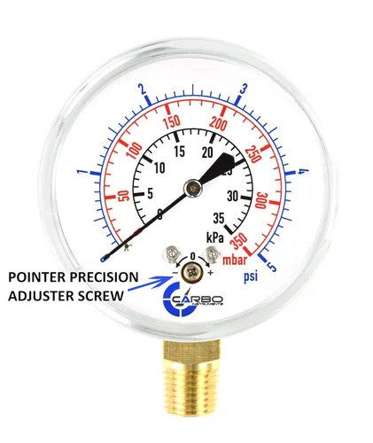 Miniatura 7 de Medidor de cápsula de baja presión de diafragma, esfera de 2-1/2", rango de 5 PSI, montaje inferior NPT de 1/4", caja de acero cromado, internos