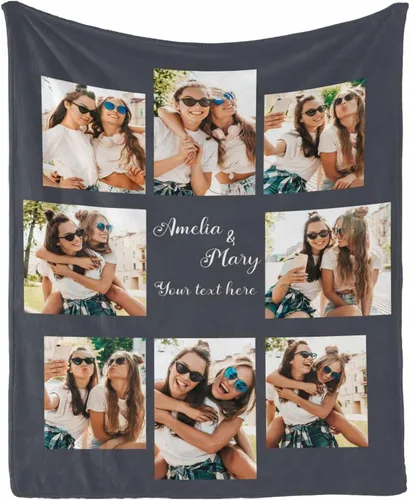 Miniatura 11 de InterestPrint Manta personalizada con texto y fotos, collage, regalo personalizado para cumpleaños, aniversario, boda, regalo personalizado