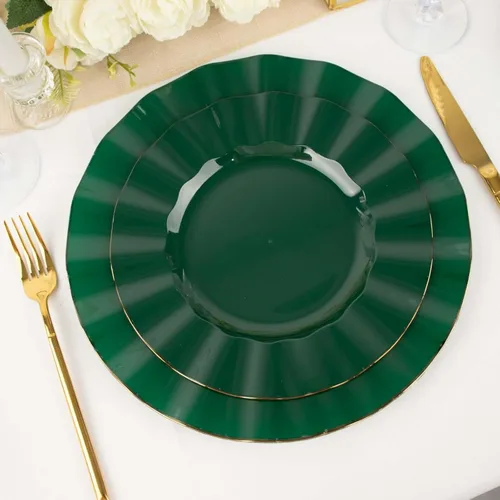 Miniatura 61 de Efavormart - Platos de cena de 11 pulgadas – Juego de 10 platos desechables redondos de plástico negro con borde dorado rizado – Vajilla elegante