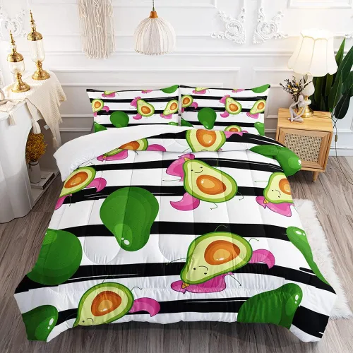 Miniatura 6 de Suncloris Bonito juego de edredón de aguacate de dibujos animados, varias formas de encantador patrón de aguacates para niños y adultos, edredón