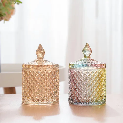 Miniatura 7 de Rainie Love Home - Juego básico de organización de almacenamiento de alimentos, tarro facetado de diamante de cristal con tapa de cristal, adecuado
