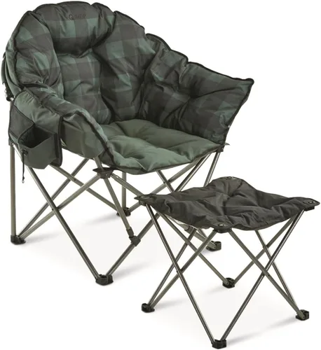 Miniatura 2 de Guide Gear Silla de camping Club de gran tamaño, portátil, plegable con asientos acolchados, capacidad de 500 libras, cuadros verdes Verde