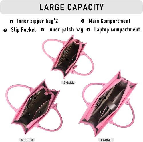 Miniatura 5 de Bolsa de mano para mujer, estilo satchel, con asa superior y correa para el hombro