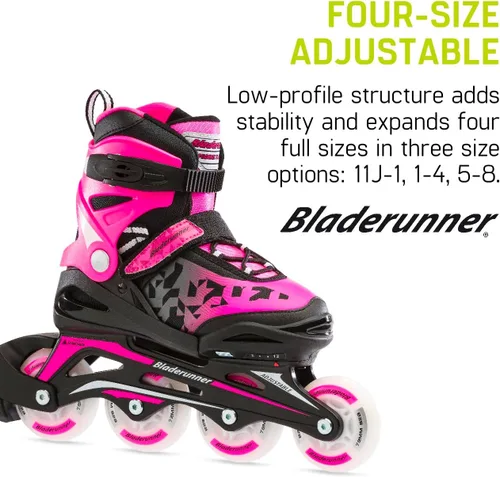 Miniatura 3 de Bladerunner by Rollerblade Phoenix Flash - Patín en línea ajustable para niños, negro/rosa
