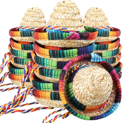 Haysandy 18 piezas de mini sombrero, sombrero de paja para fiesta, sombrero mexicano, decoraciones de fiesta de carnaval para mascotas, niños y