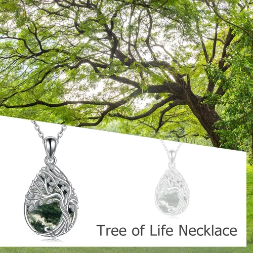 Miniatura 109 de ONEFINITY Collar de plata de ley 925 con diseño de árbol de la vida con colgante de nudo celta de concha de abulón para mujer