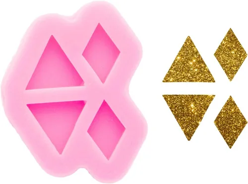 Aretes con forma de triángulo y diamante superbrillantes, molde de silicona, molde de resina, llavero de bricolaje, moldes epoxi, fabricación de