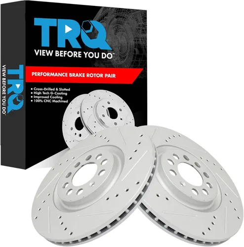 Miniatura 386 de TRQ Juego de rotores de freno de rendimiento trasero con revestimiento G premium compatible con Mazda 6 2014-2021