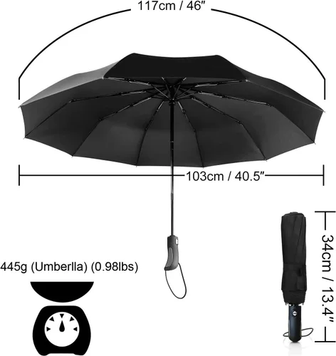 Miniatura 2 de ABCCANOPY Umbrella Windproof Travel Umbrella - Wind Resistant, Small - Compact, Light, Automatic, Strong, Mini, Folding and Portable - Backpack
