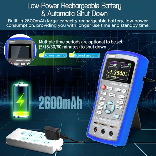 Miniatura 8 de Medidor LCR Precisión 0.2% Puente eléctrico digital de mano con pantalla TFT Probador de capacitancia multímetro multifunción de inductancia